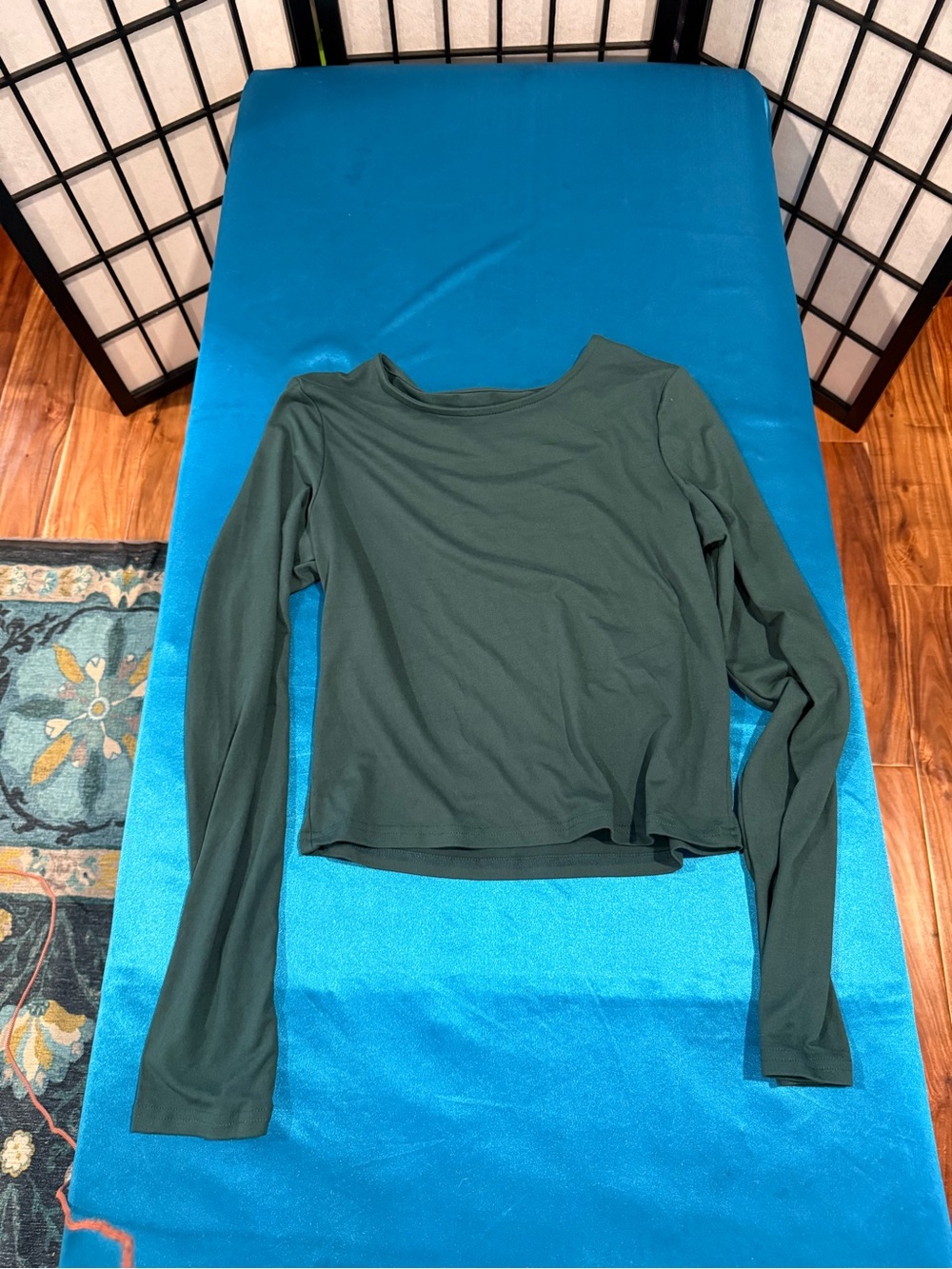 Everyday Long Sleeve Crewneck Top in Deep Green (G2)